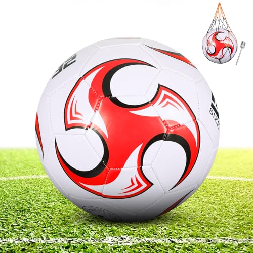 KWJEIULSOQ Fußball Kinder Unisex Fussball GrößE 4 5 Offizieller Training Fusball Professioneller Fussbälle Outdoor-Indoor Fußbälle für Jugendliche und Erwachsene (Dick Rot, 5)