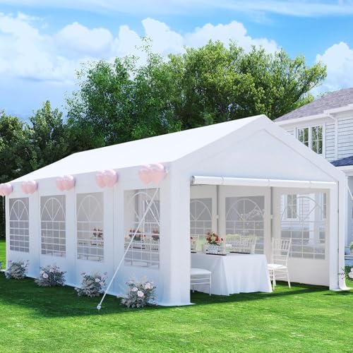 Devoko Pavillon 4x8,Partyzelt 4x8 Wasserdicht Stabil,Pavillon mit 560g/m² PE-Plane,Metall Gestell Gartenzelt,UV-Schutz 50+Große Luxus Hochzeitszelt Festzelt,Zelt Weiß
