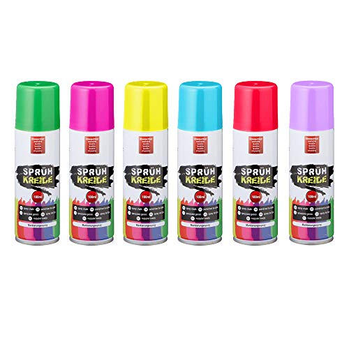 Cepewa Kreidespray Sprühkreide Markierungsspray 6 Farben wasserlöslich (1 x 6er Set Spraykreide)