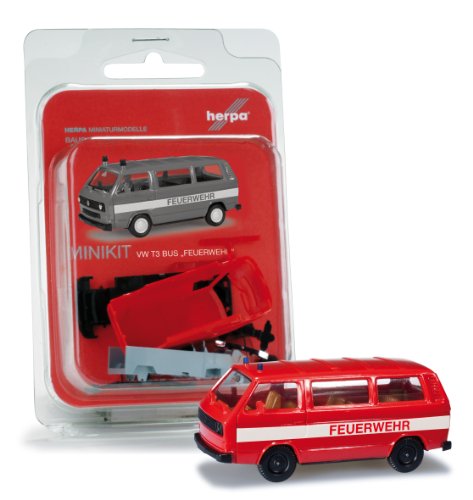 herpa 012591 - MiniKit VW T3 Bus Feuerwehr, Rot