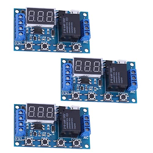 XTVTX 3 Stücke Timer Modul,Zeitgeber Relais Modul,Zeitverzögerungsrelais DC 5-30V LED-Anzeigeverzögerung Ein Triggerzyklusverzögerung Timer-Schalter Unterstützt Micro USB 5.0V Stromversorgung