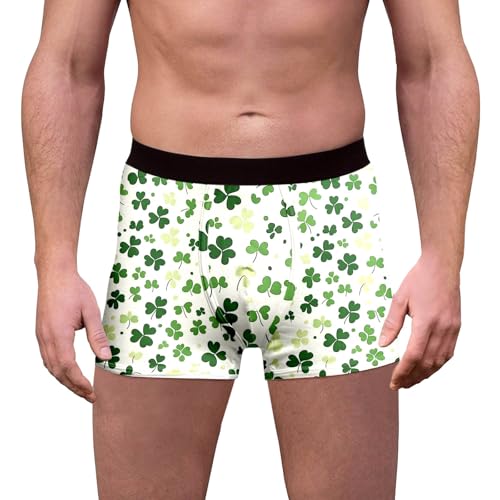 Gummi Herren Unterwäsche mit Saint Pat-Print für Herren, mittlere Taille Übergröße(Grün,XXL)