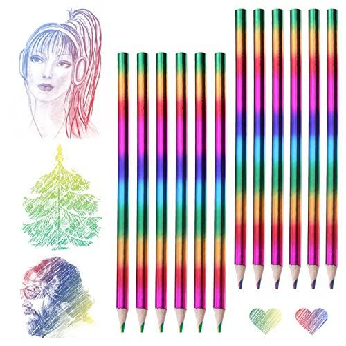 Ailvor Regenbogenstift, 12 Stück Regenbogenstifte Kinder, 4 in 1 Regenbogenfarben Stift, Buntstift Mehrfarbig, Zeichnung Bleistift Set für Kunst Zeichnung, Skizzieren und Färbung