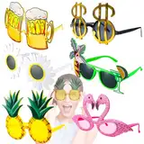 UGBO Party Brillen Lustige Brille Hawaiian Tropical Sonnenbrillen Partybrille Set Kostüm Party Sonnenbrille für Strand Thema Dekoration Party Zubehör Foto Requisite 6 Paar