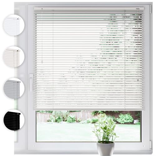 SONELLO Aluminium Jalousie 75cm x 220cm Weiß Alu Jalousie Klemmfix ohne Bohren Sichtschutz Blendschutz Lichtschutz Sonnenschutz für Fenster und Türen