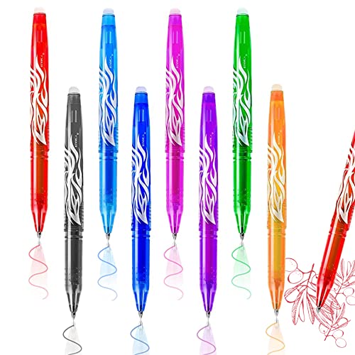 8 Stück Radierbarer Kugelschreiber 0,5 mm Farben Friction Gelstifte Löschbare Gelstifte Radierbarer Gelschreiber Tintenroller Radiergummi Stift Erasable Pen Set für Schulsachen Bürobedarf Studenten