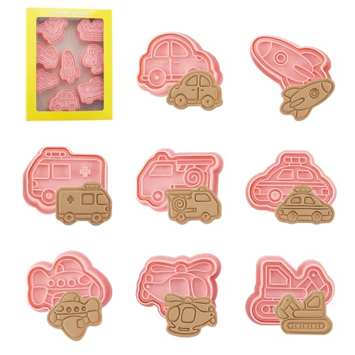 8 Stück Keksausstecher Kinder Auto,Plätzchen Ausstecher Auto,Transport-Ausstechformen,Fahrzeug Plätzchen Ausstechformen,Plätzchen Ausstecher Baggerm,Cookies Cutter