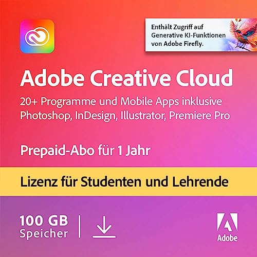 Adobe Creative Cloud All Apps|Student&Teacher|1 Jahr|PC/Mac|Digital Download