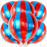 VIKY® 6 Stück Luftballons Rot Blau,Zirkus Deko Folienballon,22 Zoll 4D Karneval Blaue Rote Luftballon,Zirkus Party Deko Helium Ballon für Kindergeburtstag Deko,Hochzeit,Babyparty,Karneval Thema Party