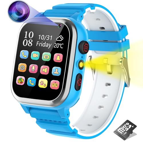 Kinder Smartwatch, Smartwatch Kinder Telefon mit SIM Karte Anruf SOS 26 Spiele Kamera Musik MP4 Schrittzähler Wecker Taschenlampe Recorder, Kinderuhr für Jungen Mädchen Student 4-12 Jahre Geschenk