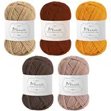 Maxee Häkelgarn 250g (50g*5 Farbe), Acryl Wolle Zum Stricken, Garn zum Häkeln und Stricken, Hand Knitting Yarn Set, Handstrickgarn Baumwollgarn für Häkeln, Wolle zum Stricken und Kunsthandwerk