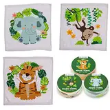 damaloo 3X Magisches Handtuch Kinder mit Tiermotiv - Zaubertuch mit Jungletiere Motiv - Magic Towel für Kids - Magische Handtücher Set für Mädchen & Jungen - Zauber Waschlappen aus Baumwolle 30x30