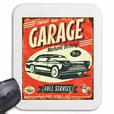 Mousepad (Mauspad) Garage AUTOWERKSTATT KFZ-Mechaniker Mechatroniker AUTOSERVICE HOT Rod US CAR MUCLE CAR V8 Route 66 USA Amerika für ihren Laptop, Notebook oder Internet PC .. (mit
