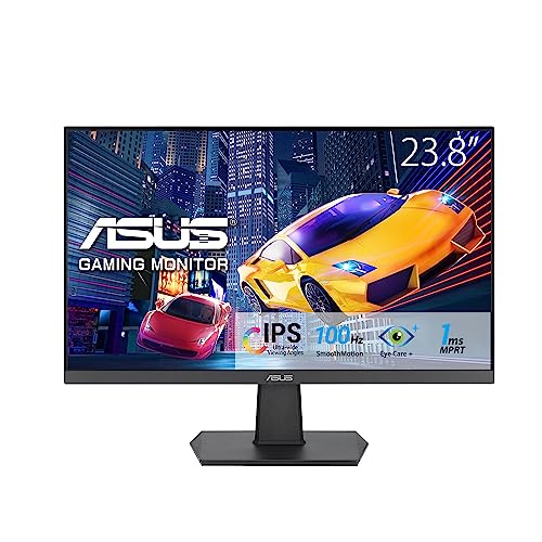 ASUS Eye Care VA24EHF - 24 Zoll Full HD Monitor - Rahmenlos, Flicker-Free, Blaulichtfilter, Adaptive-Sync - 1ms MPRT, 100 Hz, 16:9 IPS Panel, 1920x1080 - HDMI, Schwarz