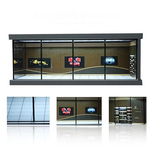 1/64 Diorama Auto Garage Modell, mit LED-Beleuchtung Stadt Auto Showroom Modell Auto Parkplatz Lagerung Modell, für 1/64 Skala Diecast Modell Auto, Szene Display Modell Sammlung Geschenk (Showroom)