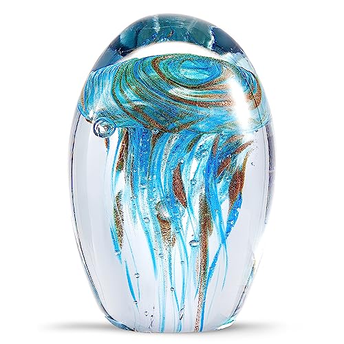 EUSTUMA Mundgeblasene Glasmuschelfiguren, Meerestier-Ornament für Heimdekoration, Meerestier-Kollektion als Geburtstagsgeschenk, Glasmuschel (Qualle)