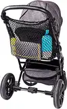 Universal Einkaufsnetz XL für Kinderwagen, Buggy, Sportwagen, Jogger und Zwillingswagen/einfacher Klickverschluss/extra großes Kinderwagennetz - Schwarz