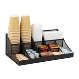 Mind Reader Network Collection, 11-Compartment Coffee Cup and Condiment Countertop Organizer, Metal Mesh, 17.875" L x 9.5" W x 6.625" H, Black