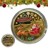 Weihnachten Gedenkmünze-Gold-plattierte Metall-Souvenir-Geschenk für Kinder-| Urlaubskollektible Münze | Dreidimensionale Metallmedaillon-Münze | Elegante Münze für die Lagerung von Stuffe