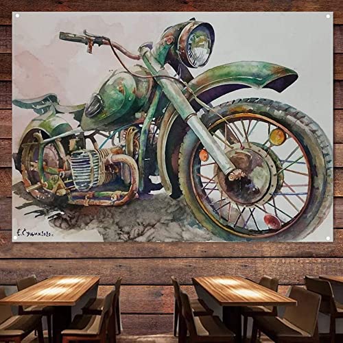 Shabby Military Motorrad-Flagge mit 4 Ösen, personalisierbar, Vintage-Auto-Poster, Wandbild, Motorwerkstatt, Garage, Dekoration, Banner B16