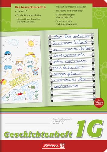 BRUNNEN Geschichtenheft | A5, Lineatur 1G, 16 Blatt, grün