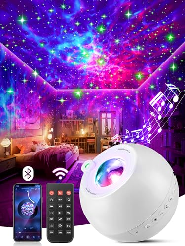 Sternenhimmel Projektor Kinder, 15 Lichtfarben Sternenhimmel Projektor Erwachsene, 15 Musik+Bluetooth+Fernsteuerung Nachtlicht Sternenhimmel Projektor, Geschenke Galaxy Projector, Skylight Projector