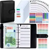 ANYUKE Budget Planner Budget Binder A6 - Bugetplaner Haushaltsbuch mit Geldfächer, Finanzplaner Geld Organizer Sparbuch mit Folien für Sparen Sparchallenge Umschlagmethode Geldplaner Cash Stuffing