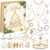 ZJTAPE Schmuck Adventskalender Frauen 2024 - Mädchen Weihnachtskalender, Armband Halskette Ring Ohrringe, Countdown Kalender 24 Überraschungen, Weihnachten Geschenk für Damen & Teenager