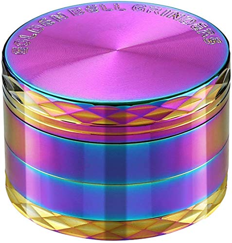 LIHAO Grinder Pollen Crusher Regenbogen Farbe 4-teiliges Set Krautmühle Zinklegierung für Spice, Kräuter, Gewürze, Herb (MEHRWEG)