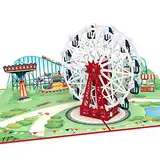 papercrush® Pop-Up Karte Freizeitpark mit Riesenrad - 3D Geburtstagskarte für Kinder mit Achterbahn, Reisegutschein für Wien (Wiener Prater), Geldgeschenk oder Gutschein für Vergnügungspark