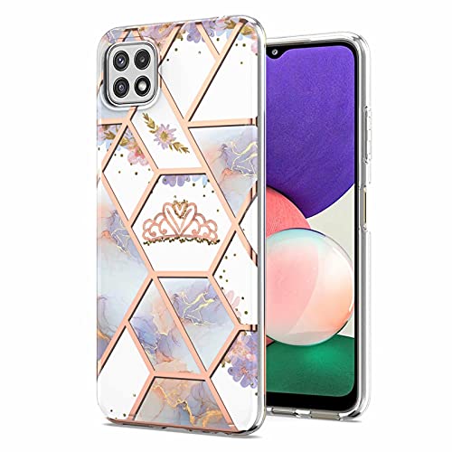 Miagon Hülle Handyhülle für Samsung Galaxy A22 5G,Slim Dünn Schale Marmor Serie Cover TPU Bumper Kratzfest Schutzhülle Hülle,Lila Marmor Blume