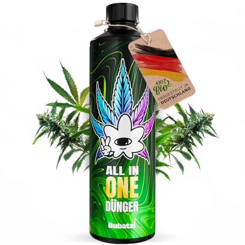 Bubatzi® BIO All in One Cannabis Grow Dünger - Organischer Komplettdünger für Hanf & Cannabispflanzen Indoor, Balkon & Outdoor Anbau | NK Dünger für Wachstum & Blütephase I Weed & Marihuana Starter