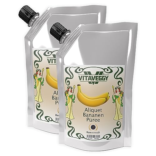 VITAVEGGY PÜREE BANANE 1kg Fruchtpüree aus gereiften Bananen von Food-United banana-puree für Bananen-Smoothie Bananensaft Bananenbrei Bananenmus Babybrei ohne Aroma- und Konservierungsmittel (1)
