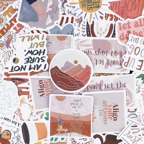 100 Stück Boho Sticker Aufkleber, Motivational Stickers Boho Inspirational Quote Aesthetic Stickers Vinyl-Aufkleber, Retro Affirmation Boho Decals for Vision Board,Wasserflaschen,Laptops,Journals