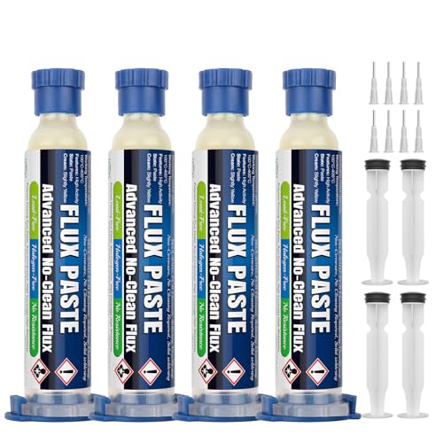 BEEYUIHF SMD Elektronik Flussmittel, Kolophonium Lötpaste Flussmittel, 10mL Spritze Flussmittelpaste, Halogenfrei Flußmittel (4 Pack)