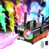 Nebelmaschine, HAKUTA 600 W Fog Machine mit Discokugel und LED RGB Lichtern, 2300 CFM Spray mit Automatischer Sprühfunktion, Ideal für Halloween, Weihnachten, Hochzeit, Bühnenperformance und Partys