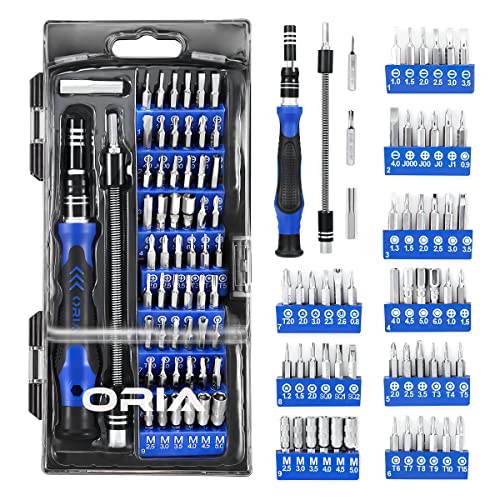 Oria 60 in 1 Schraubendreher Set mit 56 Bits Magnetisches Schraubendrehersatz Werkzeugset für Handy, Tablet, PC, Macbook, Uhr etc – Blau