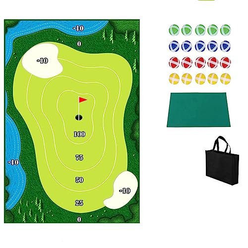 ADWOLT Golfspiel-Set,Golf-Trainingsmatte mit Golfbällen, Indoor-Stick-Chip-Spiel, Golfplatz, lässiges Golfspiel für Büros, Zuhause, Korridore, Golftrainingshilfe, Ausrüstung, Hinterhof, Sportspiele