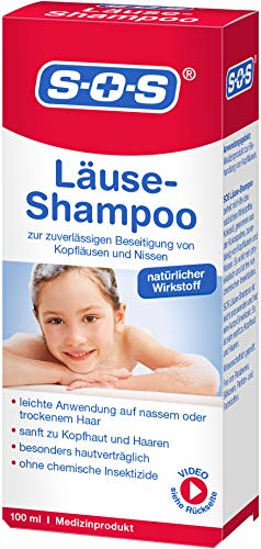 SOS Läuse Shampoo | Beseitigung von Nissen + Kopfläuse | mit natürlichem Wirkstoff für Kinder ab 3 J. + Erwachsene | Läusemittel Haare | 1x100ml …