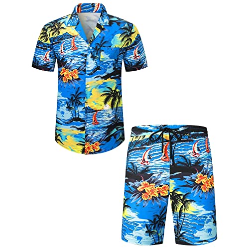 Generisch Hawaii Hemd Männer Sommer Kurzarm Blumenmuster Freizeithemd Shorts Se Sommer Shirt Herren Herren 2 Teiler Sommer