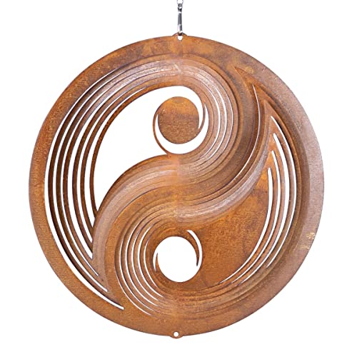 CIM Edelrost Windspiel - Yin Yang 250 - Abmessung: Ø25cm - inkl. Kugellagerwirbel, Haken und Nylonschnur - attraktive Rost Dekoration
