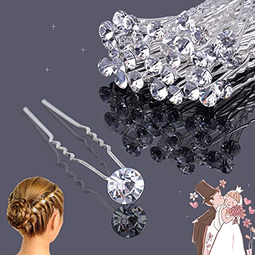 30 Stück Haarnadeln Strass, XCOZU Haarnadeln Hochzeit Haarschmuck Strass, Haarschmuck Braut Brautjungfern Kopfschmuck Silber