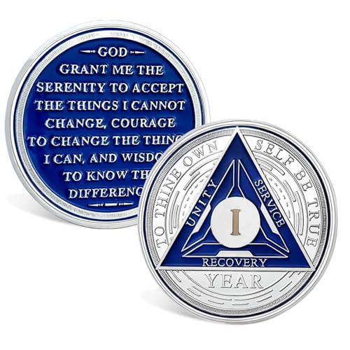 ACGZQY 1-Jahres-Nüchternheits-Chip – Triplate AA Münze und Medaille Nüchternheitsmünze, Recovery Chips, Sober-Jubiläumstoken, Geschenke zur Nüchternheit, Anonyme Alkoholiker, Recovery