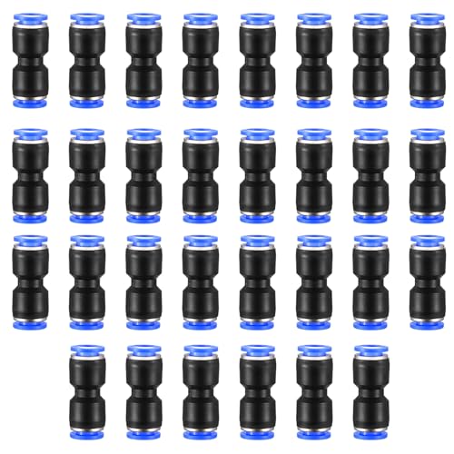 Pneumatik Steckverbinder 8mm Pneumatikverbinder, 30 Stück Gerade Pneumatische Fittings, Luftschlauch Verbinder, Push in Schnellkupplung 8mm auf Druckluftwerkzeuge für Luft Schnellbefestigungen