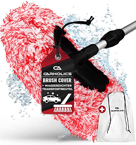 CARHOLICS® Premium Brush Cover inkl. wasserdichtem Transportbeutel I Besonders schonender Auto Waschbürstenüberzug mit maximaler Saugkraft I Bürstenüberzug für gründliche Reinigung