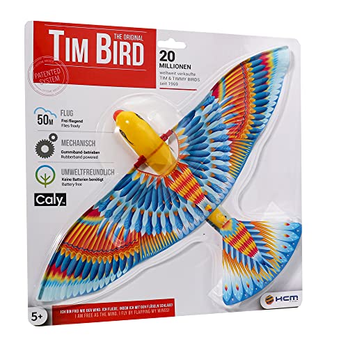 De Ruymbeke HCM Kinzel - 32113 - Tim Bird - Wurfgleiter Flugzeug Spielzeug Fluggleiter Wurfflugzeug Drohne Segelflugzeug Segelflieger Flieger Gummimotor ohne Schleuder, für Kinder ab 6 Jahren