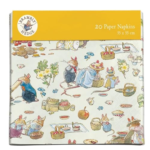 Museums & Galleries Papierservietten, Motiv: Brambly Hedge Spring Picnic illustrierte Mäuse, Einweggeschirr, 20 Stück
