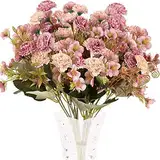 SLFYEE 4PCS Künstliche Blumen Deko Kunstblumen Hortensien künstlich Pfingstrose Blumenstrauß Seidenblumen Plastik Blume für Hochzeit Balkon Garten Blumenkasten Party Tischdeko Rosa