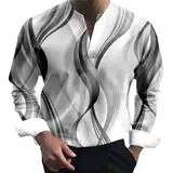 WKAYsIV Hemd Herren Hochzeit Creme Langarmhemd Slim Fit Hemd Freizeithemd Herren Hemden Pullover(Grey,S)