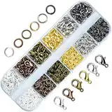 972 Stück Karabinerverschluss Kettenverschluss Schmuckverschlüsse Schmuck Karabiner Verschluss Hummer Greifer Haken und Öffnen Sprung Ringe für Halsketten Armband DIY Schmuckherstellung